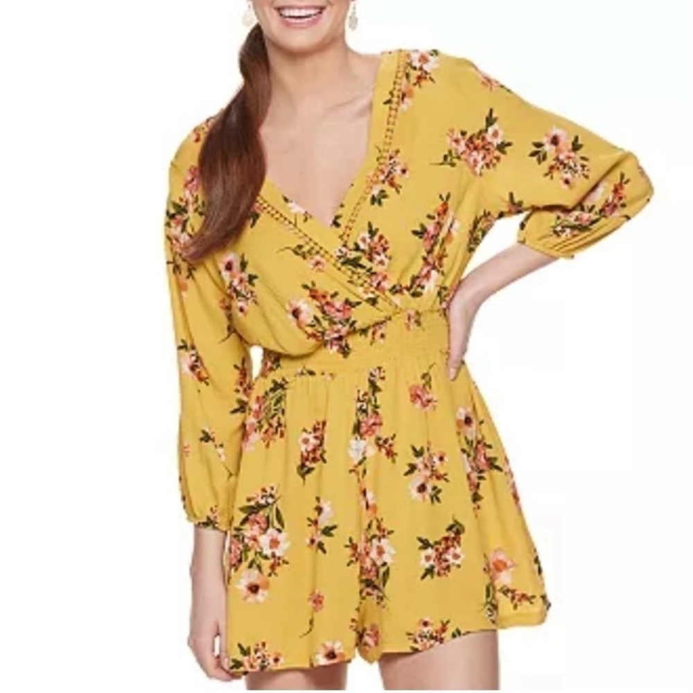 LILY ROSE-YELLOW FLORAL ROMPER-SIZE SMALL